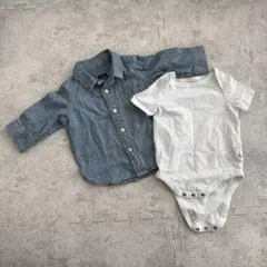 gap 3-6month 半袖ロンパース デニムシャツ　セット