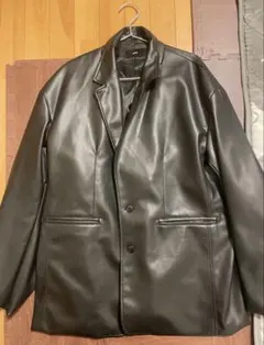 HARE ブラックレザージャケット・ワイドパンツセットアップ