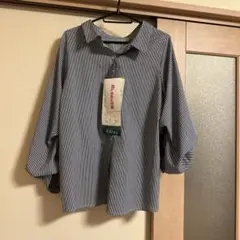 しまむら　タグ付き　超しまむら学園　ストライプ 4Way シャツ