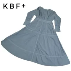 美品✨KBF+ バックオープンステッチワンピース ブルーグレー F 綿100%