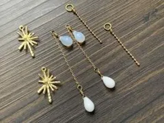 4WAY＊ピアスチャーム＊チェコビーズ＊ドロップ＊しずく＊冬＊チェーン＊着せ替え