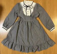 axes フリル付き長袖ワンピース グレー