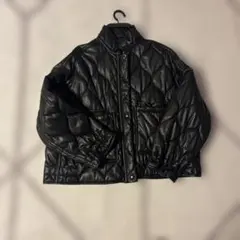 ZARA ブラック　フェイクレザー　パフジャケット