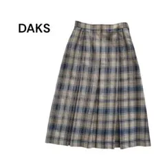 DAKSダックス(S)チェック柄 ボックスプリーツスカート/膝丈/ベージュ