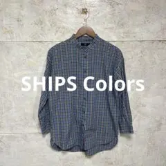 【 2411番】 SHIPS Colors 長袖 丸襟　チェックシャツ 七分袖のサムネイル