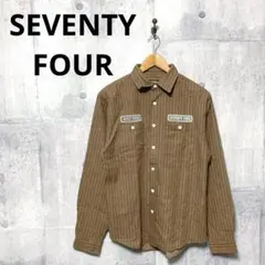 SEVENTY FOUR セブンティーフォー リネン混ストライプワークシャツ Lのサムネイル