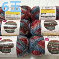 ダイソー グラデーションウール レッドミックス　6玉セット 毛糸　同一ロット