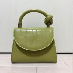 クロコダイル風 ハンドバッグ ライムグリーン
