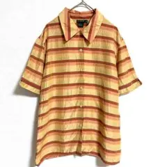 J.CREW ジェイクルー シルク混 ボーダー 半袖シャツ メンズM レトロ