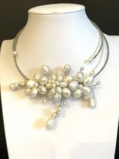 淡水真珠　パール　ワイヤーネックレス