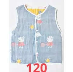 ☆新品　120 ガーゼ　スリーパー　ベスト　ペッパピッグ　リバーシブル　ブルー