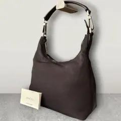 GUCCI グッチ ワンショルダー ハンドバッグ シルバー金具 レザー 焦茶のサムネイル