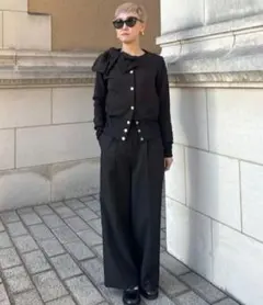 完売品✨️タグ付き JENNE 日本製おりがみリボンブルゾン 黒　Lのサムネイル