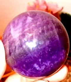 癒し☆ 44ミリ 虹 天然石 パープル ♥ フローライト スフィア 丸玉
