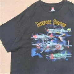 古着 00s ヘインズ プリントT 戦闘機 タスキーギ・エアメン BIGSIZE