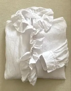 トゥジュー TOUJOURS リネンラッフルシャツ　サイズ1