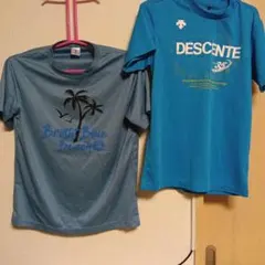 DESCENTE Tシャツ Lサイズ 明るい青とTシャツOサイズ