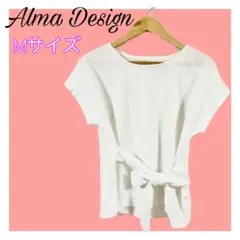 【美品】Alma Design 前後リボン付きトップス 白 Mサイズ 着回し抜群