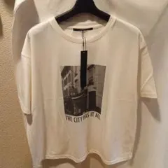 Sans souci 34+ 汗染み防止フォトプリントTシャツ 白 新品
