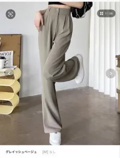 ダブルボタン ハイウエスト フロントタック スラックスパンツ M