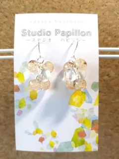 人気につき再販!!　L32　オレンジバブル鈴丸のフックピアス