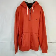 TOMMY HILFIGER ハーフジップパーカー　スエット　ロゴ　オレンジ　L