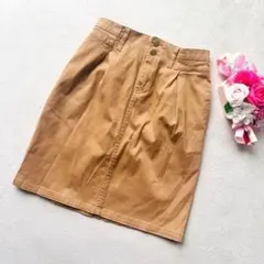 【レトロガール】膝丈スカート　ベージュ　ストレッチ　タイト　ポケット　子ども◯のサムネイル