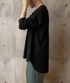 KOBE LETTUCE ラウンドビッグチュニックロンT ブラック M