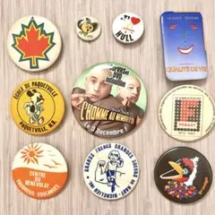 50個セット ビンテージ 缶バッジ 缶バッチ アメリカ カナダ まとめ売り