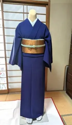 A◇着物くつろぎ 夏物 無地 青色 綿麻 薄物 絽 紗 着物 - メルカリ
