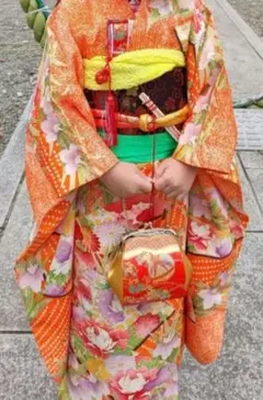 七五三 7歳 四つ身 正絹 着物セット 和装小物 子供用 赤 毬 花 - メルカリ