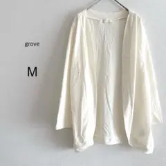 grove グローブ カーディガン 長袖 アイボリー M 羽織り ワールド