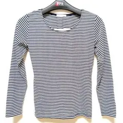 Ganiel ガニエル ボーダー カットソー 長袖 L ネイビー 白