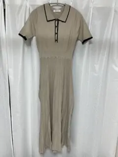 NATURAL BEAUTY BASIC バイカラーラインポロニットワンピース
