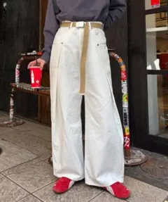 【美品】ciaopanictypy タックデザインワイドデニム　ベルト付き