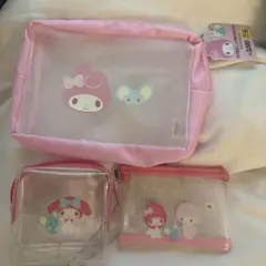 韓国限定　ダイソーSanrio My Melody メッシュポーチ 3点セットのサムネイル
