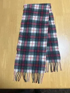 【マフラー】フリンジ付き　チェック柄