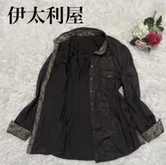 伊太利屋 レオパード柄 フェイクレザー　ジャケット ダークブラウン系 ＸＬ相当