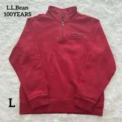 エルエルビーン ハーフジップトレーナー アニバーサリーモデル 刺繍 綿 赤 L