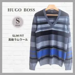 ●美品✨ヒューゴボス ラムウールニット S Vネック 薄手 春向け 上質 メンズのサムネイル