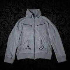 異素材切り替え ダブルジップジャケット グレー お兄系 グランジ