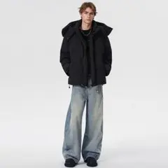 ブラック ダウンジャケット フード付き