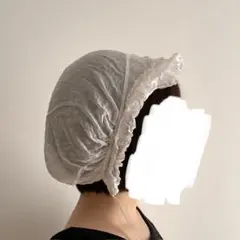 ヴィンテージ　フリル付きホワイトキャップ　ヘッドドレス