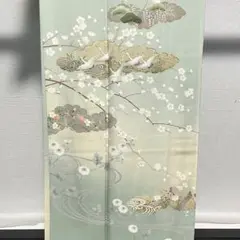 D580訪問着　友禅　枝梅　鶴　金駒刺繍　正絹着物　袷　しつけ糸付き未使用極美品