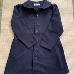 通学用　ポケット付きネイビー ボタン留めロングコート