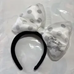 ディズニー カチューシャ ミニーマウス 水玉 ビッグリボン　ホワイト