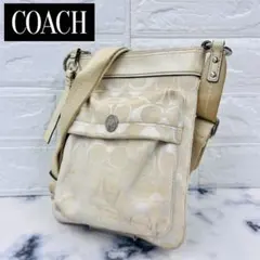 COACH コーチ ショルダーバッグ サコッシュ キャンバス シグネチャー 白色