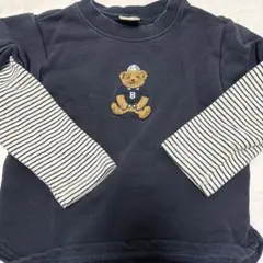 プティマイン　クマ刺繍 ネイビー トレーナー　100センチ