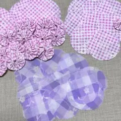 ハンドメイド　ヨーヨーキルト　カラフル　パステルカラー