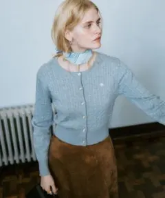 【POLO BCS】VIS別注ミニケーブルノーカラーニットカーディガン